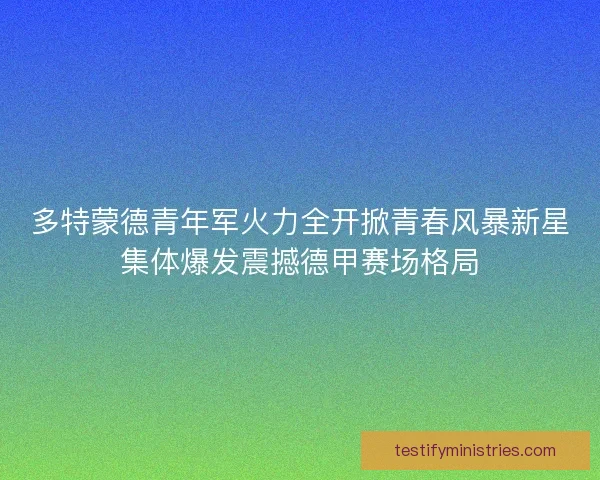 多特蒙德青年军火力全开掀青春风暴新星集体爆发震撼德甲赛场格局 多特蒙德青年军火力全开掀青春风暴新星集体爆发震撼德甲赛场格局