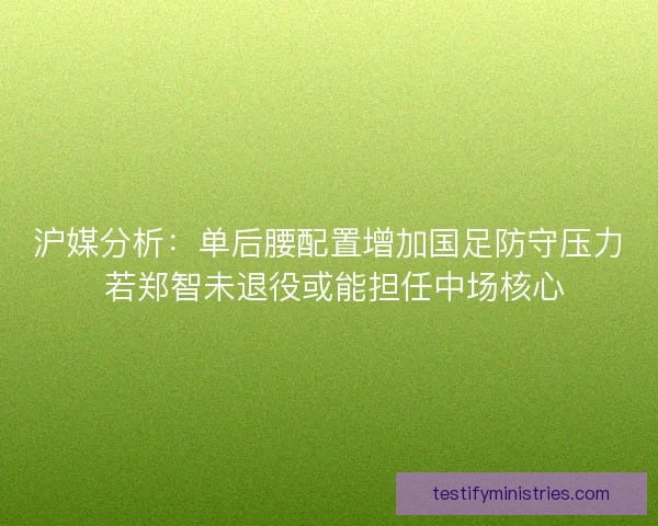 沪媒分析：单后腰配置增加国足防守压力 若郑智未退役或能担任中场核心