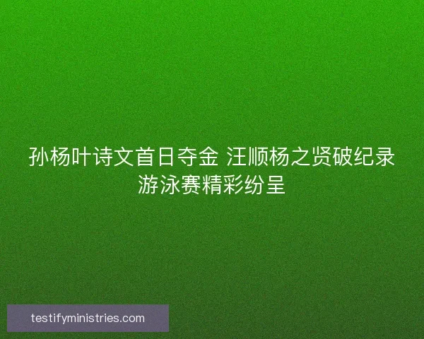 孙杨叶诗文首日夺金 汪顺杨之贤破纪录游泳赛精彩纷呈